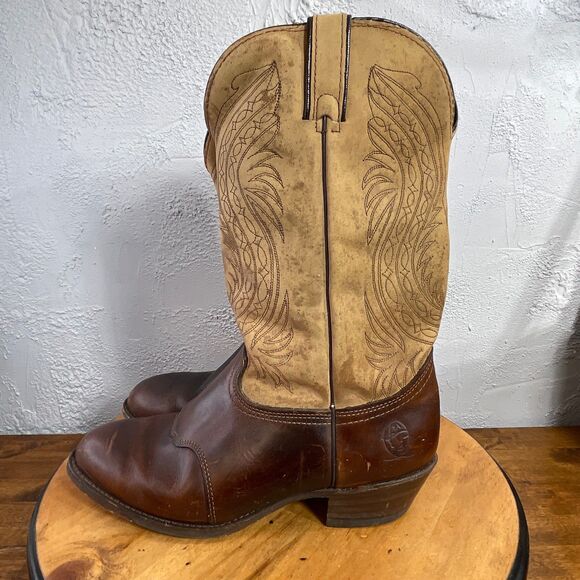 Durango Cowboy Boots Mens 9 Brown Tan Western Ranch Rodeo Leather Pull On Riding main image 16